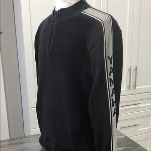 Yamaha Quarter Zip Black Sweater | Men’s Large | Grey Sleeve Panels
